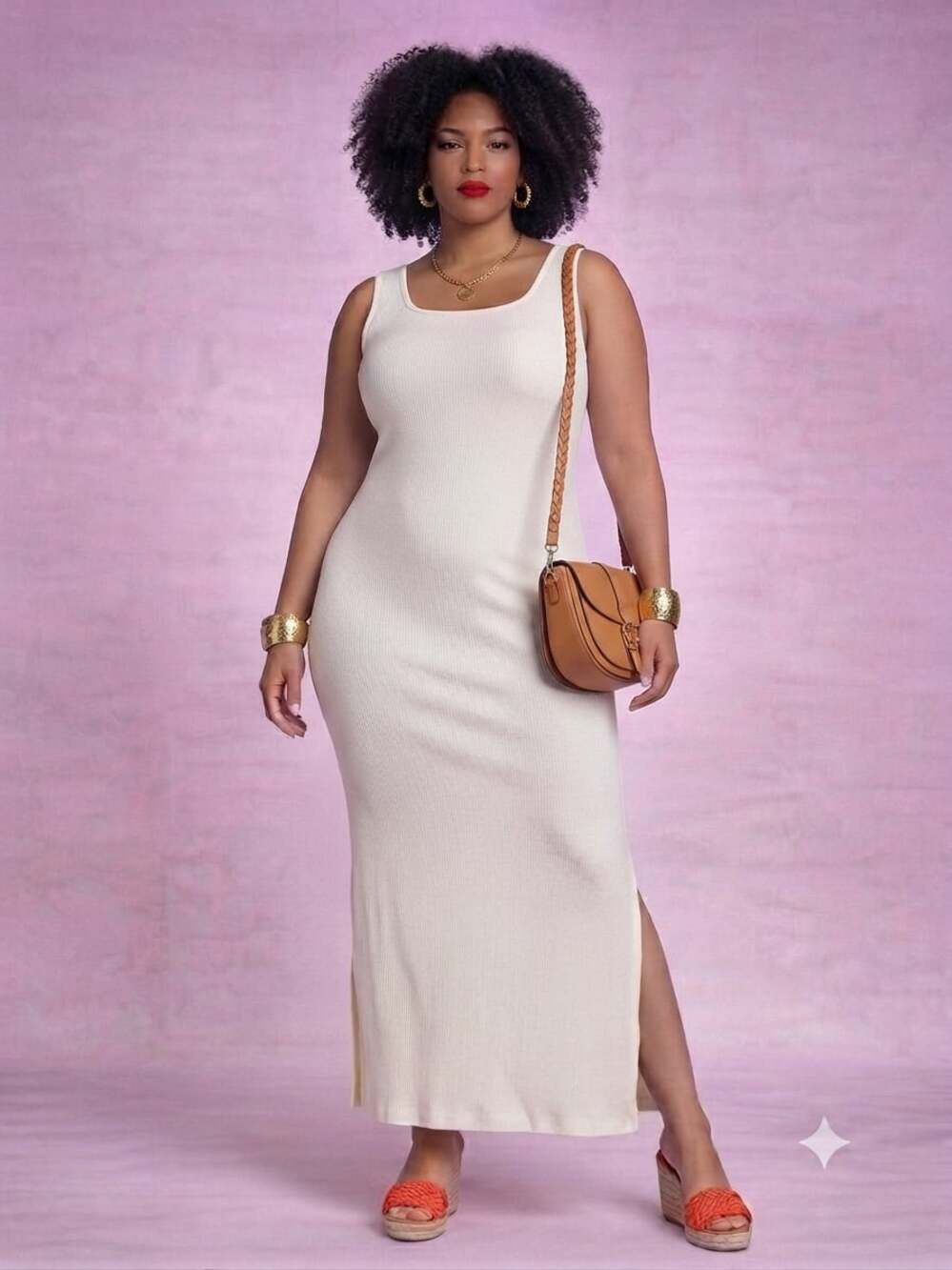 Daring Diva Plus Size Ribbed Knit Sleeveless Tank Maxi Dress